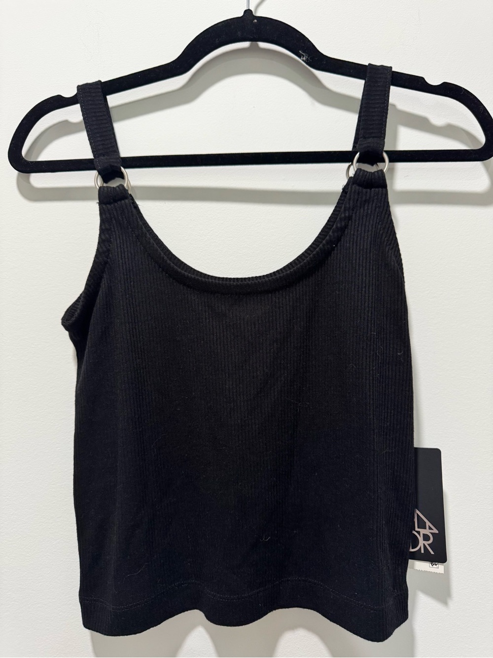 Chaser Black Ribbed Ring-Detail Camisole | New with Tags